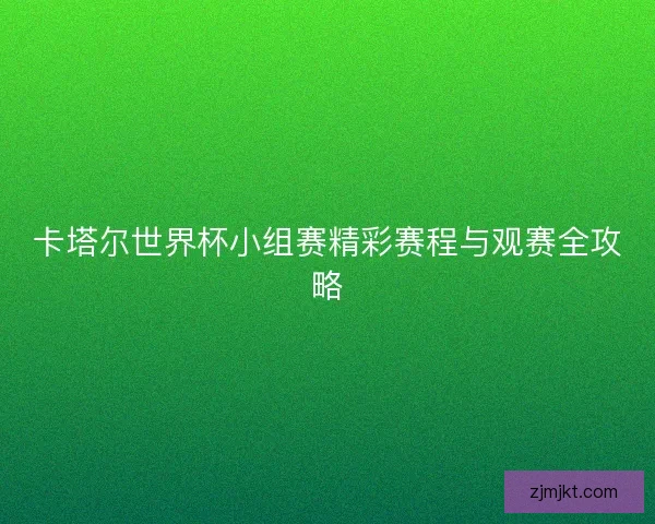 卡塔尔世界杯小组赛精彩赛程与观赛全攻略
